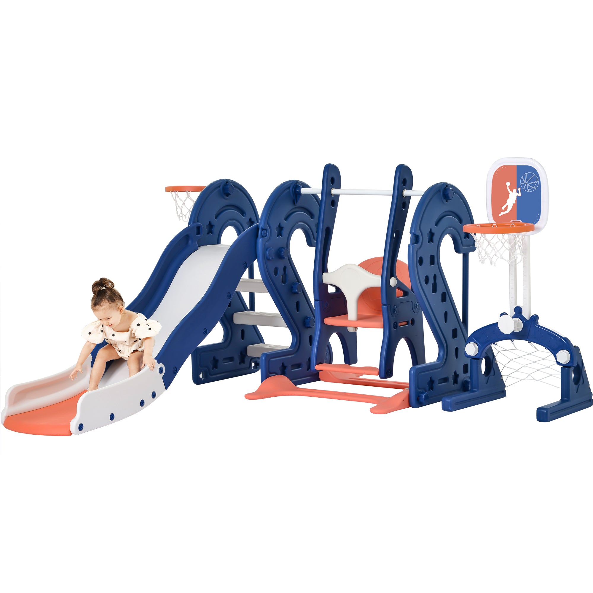 Toddler Slide and Swing Set 6 in 1 Kids Playground Climber Playset