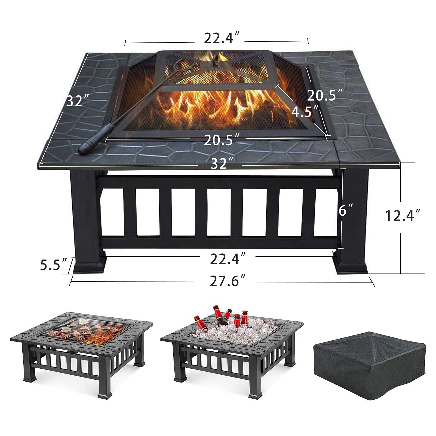 RaDEWAYY Upland Charcoal Fire Pit with Cover