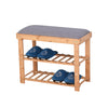 Entryway 3-Tier Bamboo Bench Living Room Storage Shoe
