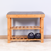 Entryway 3-Tier Bamboo Bench Living Room Storage Shoe