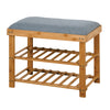 Entryway 3-Tier Bamboo Bench Living Room Storage Shoe