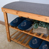 Entryway 3-Tier Bamboo Bench Living Room Storage Shoe