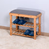 Entryway 3-Tier Bamboo Bench Living Room Storage Shoe