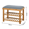 Entryway 3-Tier Bamboo Bench Living Room Storage Shoe