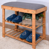 Entryway 3-Tier Bamboo Bench Living Room Storage Shoe