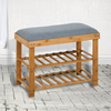 Entryway 3-Tier Bamboo Bench Living Room Storage Shoe
