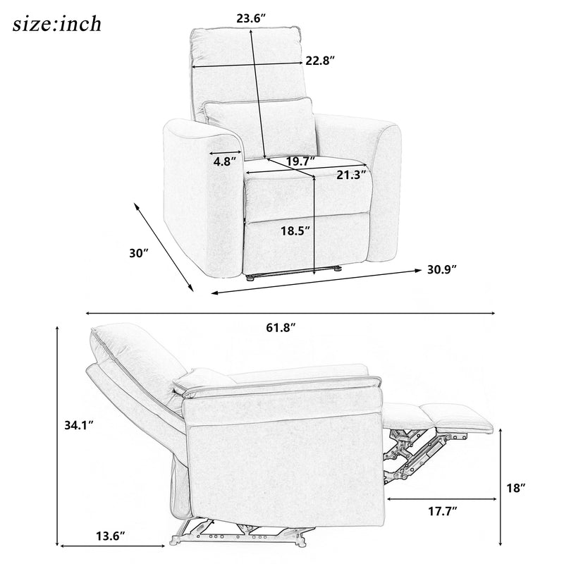 Recliner Chair with Padded Seat Microfiber Manual Reclining Sofa for Bedroom & L - Image 17