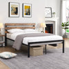 RaDEWAY Bed Frame with Headboard, Strong Steel Bar Support/No Box Spring/Mattress Foundation/easy to Assemble