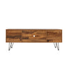 TV Media Stand, 60 inch Wide , Modern Industrial, Living Room Entertainment Center, Storage Shelves and Cabinets, for Flat Screen TVs up to 65 inches in Natural