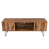TV Media Stand, 60 inch Wide , Modern Industrial, Living Room Entertainment Center, Storage Shelves and Cabinets, for Flat Screen TVs up to 65 inches in Natural