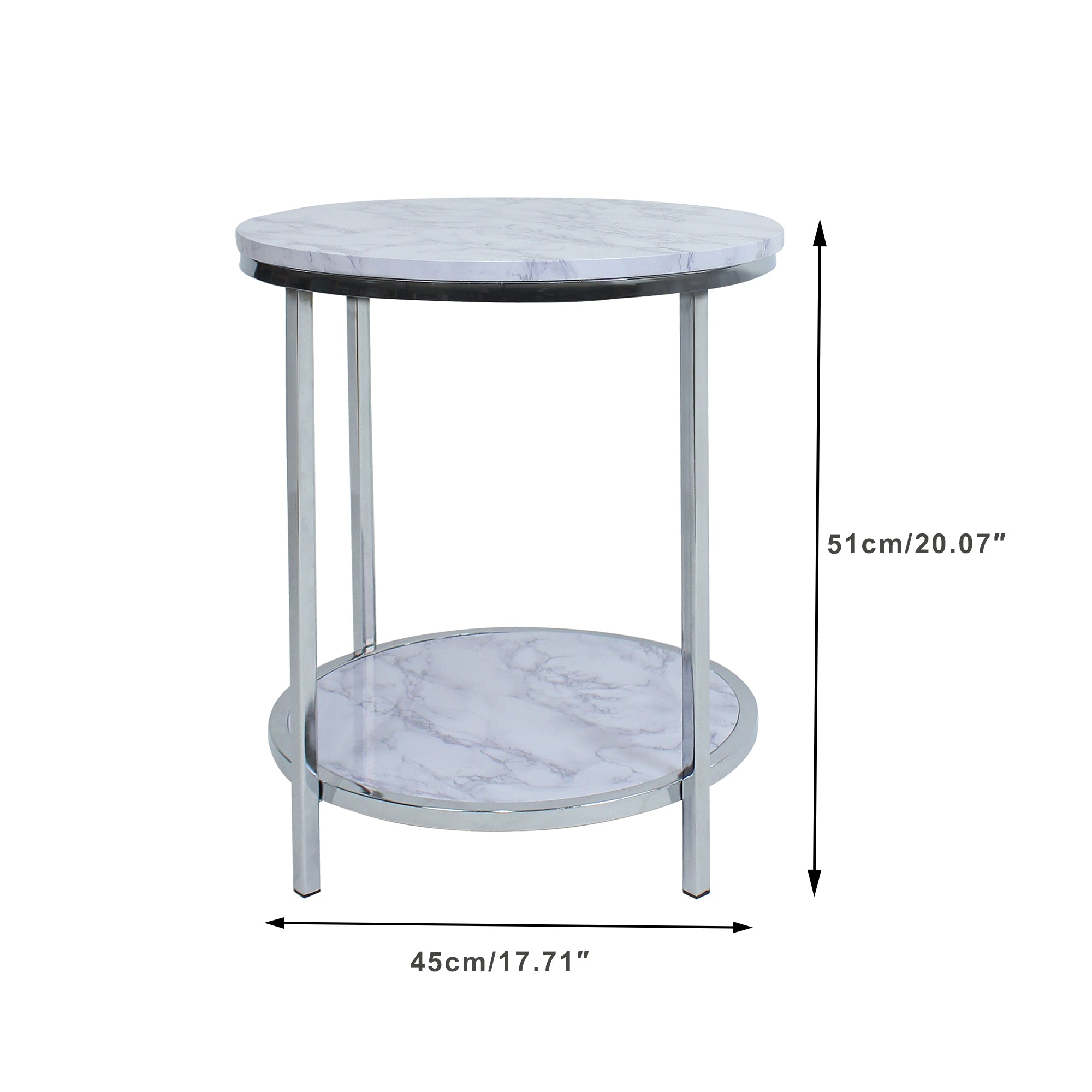 Faux Marble Round End Table Modern Small Accent Home Decor