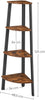 Corner Shelf, 4-Tier Bookcase, Storage Rack, Plant Stand, Rustic Brown and Black