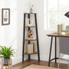 Corner Shelf, 4-Tier Bookcase, Storage Rack, Plant Stand, Rustic Brown and Black