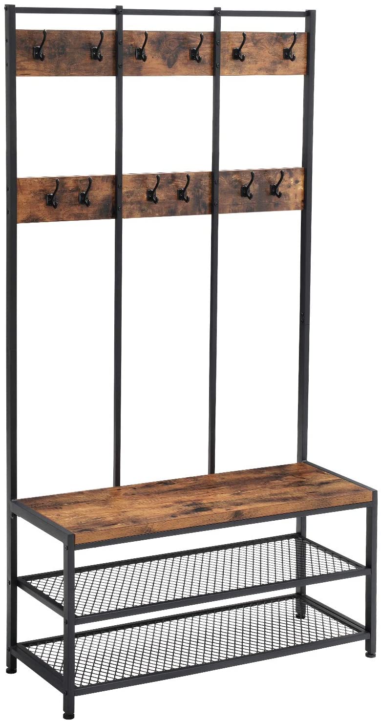 Large Coat Rack Stand Coat Tree with 12 Hooks and Shoe - Image 4