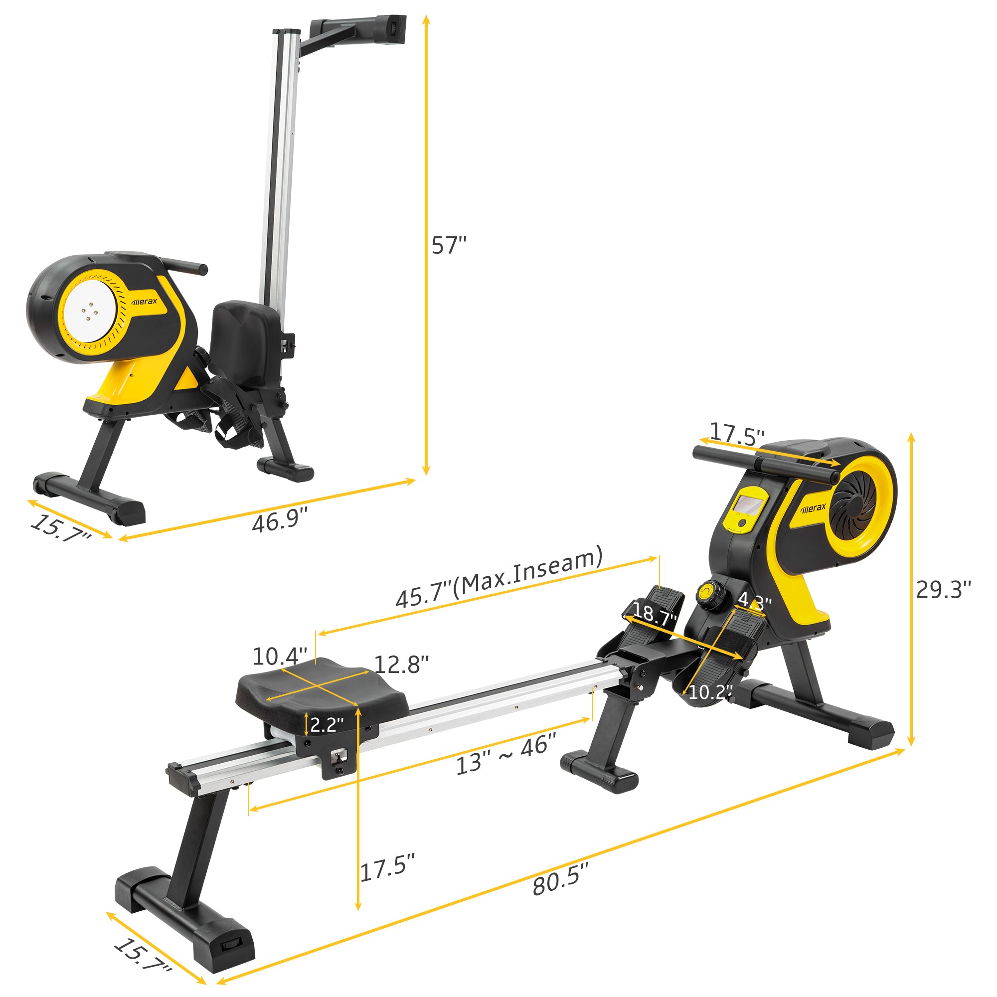 Magnetic Rowing Machine with LCD Monitor Folding Rower for Home