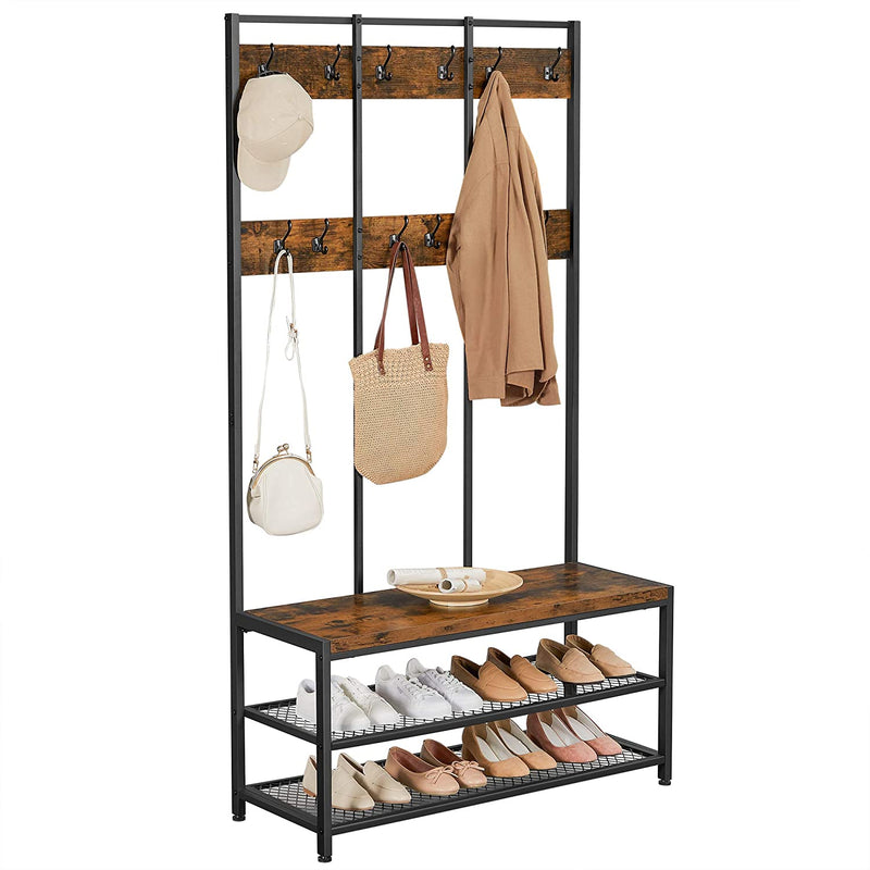 Large Coat Rack Stand Coat Tree with 12 Hooks and Shoe - Image 5