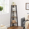 Corner Shelf, 4-Tier Bookcase, Storage Rack, Plant Stand, Rustic Brown and Black
