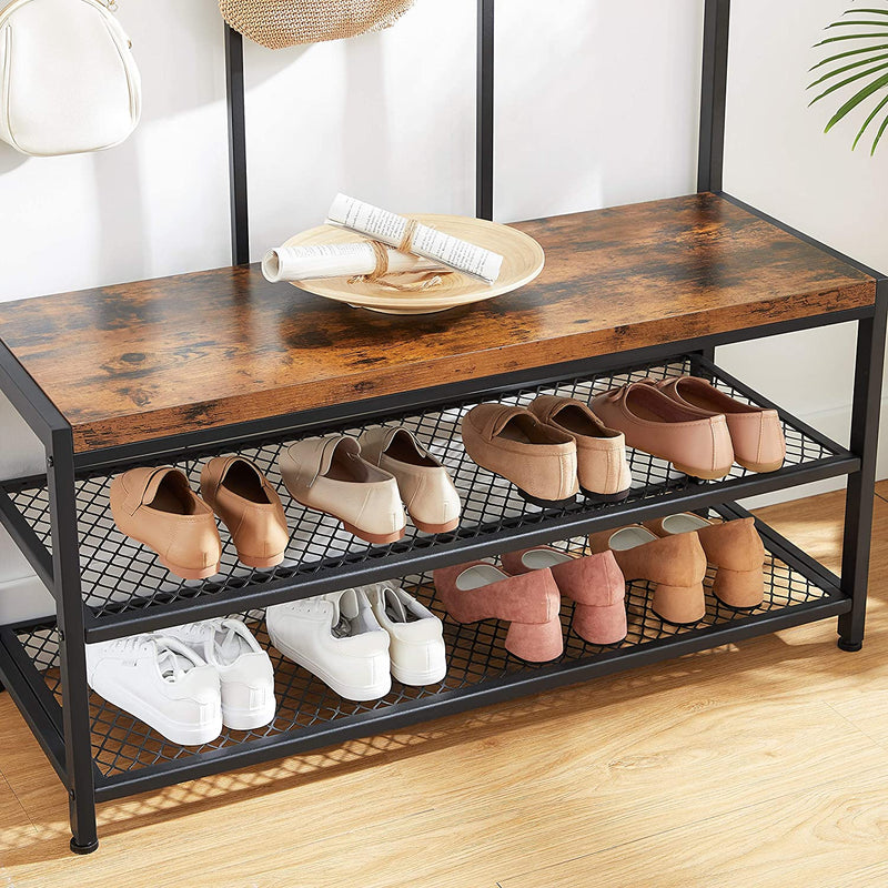 Large Coat Rack Stand Coat Tree with 12 Hooks and Shoe - Image 8