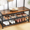 Large Coat Rack Stand, Coat Tree with 12 Hooks and Shoe Bench in Industrial Design