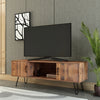 TV Media Stand, 60 inch Wide , Modern Industrial, Living Room Entertainment Center, Storage Shelves and Cabinets, for Flat Screen TVs up to 65 inches in Natural