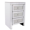 Mirrored Night Stand Bedside Tables Drawer Crystal Diamond Bedside Table Bedroom Furniture with 3-Drawers-Bedside Storage Cabinet Silvery