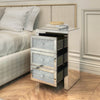 Mirrored Night Stand Bedside Tables Drawer Crystal Diamond Bedside Table Bedroom Furniture with 3-Drawers-Bedside Storage Cabinet Silvery