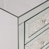 Mirrored Night Stand Bedside Tables Drawer Crystal Diamond Bedside Table Bedroom Furniture with 3-Drawers-Bedside Storage Cabinet Silvery