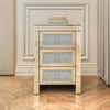 Mirrored Night Stand Bedside Tables Drawer Crystal Diamond Bedside Table Bedroom Furniture with 3-Drawers-Bedside Storage Cabinet Silvery