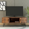 TV Media Stand, 60 inch Wide , Modern Industrial, Living Room Entertainment Center, Storage Shelves and Cabinets, for Flat Screen TVs up to 65 inches in Natural