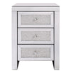 Mirrored Night Stand Bedside Tables Drawer Crystal Diamond Bedside Table Bedroom Furniture with 3-Drawers-Bedside Storage Cabinet Silvery