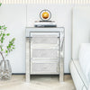 Mirrored Night Stand Bedside Tables Drawer Crystal Diamond Bedside Table Bedroom Furniture with 3-Drawers-Bedside Storage Cabinet Silvery