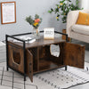 Litter Box Hidden, Pet Crate with Iron and Wood Sturdy Structure, Cat Dog House Nightstand