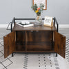 Litter Box Hidden, Pet Crate with Iron and Wood Sturdy Structure, Cat Dog House Nightstand