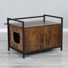 Litter Box Hidden, Pet Crate with Iron and Wood Sturdy Structure, Cat Dog House Nightstand