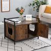 Litter Box Hidden, Pet Crate with Iron and Wood Sturdy Structure, Cat Dog House Nightstand