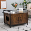 Litter Box Hidden, Pet Crate with Iron and Wood Sturdy Structure, Cat Dog House Nightstand