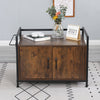 Litter Box Hidden, Pet Crate with Iron and Wood Sturdy Structure, Cat Dog House Nightstand