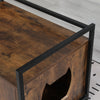 Litter Box Hidden, Pet Crate with Iron and Wood Sturdy Structure, Cat Dog House Nightstand