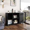 Large Storage File Cabinet, Wood Filing Cabinet with Adjustable Shelves, Rolling Printer Stand on Lockable Wheels for Home Office, Black