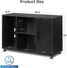 Large Storage File Cabinet, Wood Filing Cabinet with Adjustable Shelves, Rolling Printer Stand on Lockable Wheels for Home Office, Black