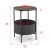 Modern Accent End Table with Storage Basket，Grey Cloth Bag and Brown Top