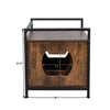 Litter Box Hidden, Pet Crate with Iron and Wood Sturdy Structure, Cat Dog House Nightstand