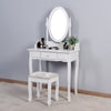 Vanity Table Set with Rotatable Oval Mirror and Cushioned Stool