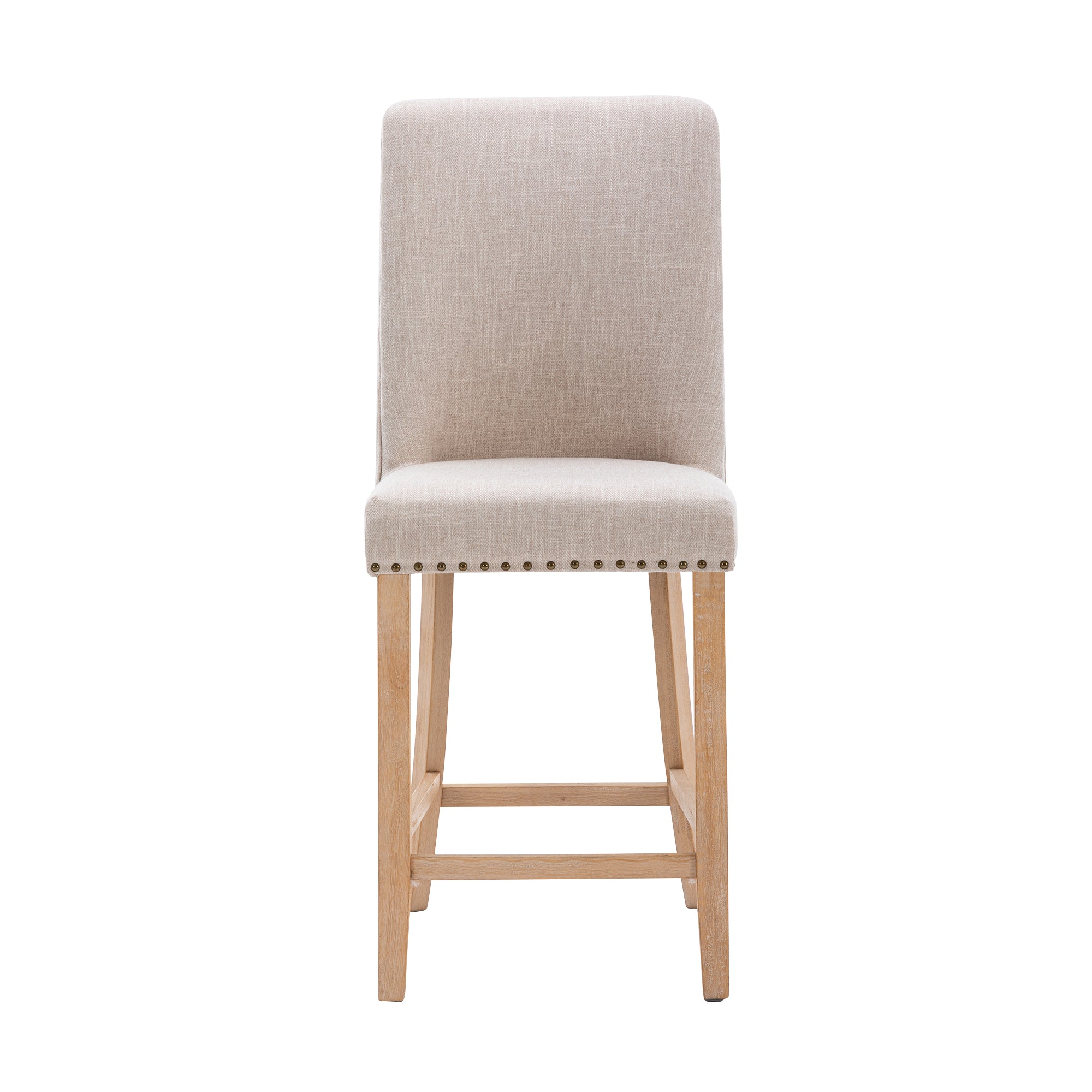 Bar Height Stools Set Upholstered Pub Chairs with Rubber Wood Legs