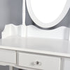 Vanity Table Set with Rotatable Oval Mirror and Cushioned Stool