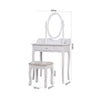 Vanity Table Set with Rotatable Oval Mirror and Cushioned Stool
