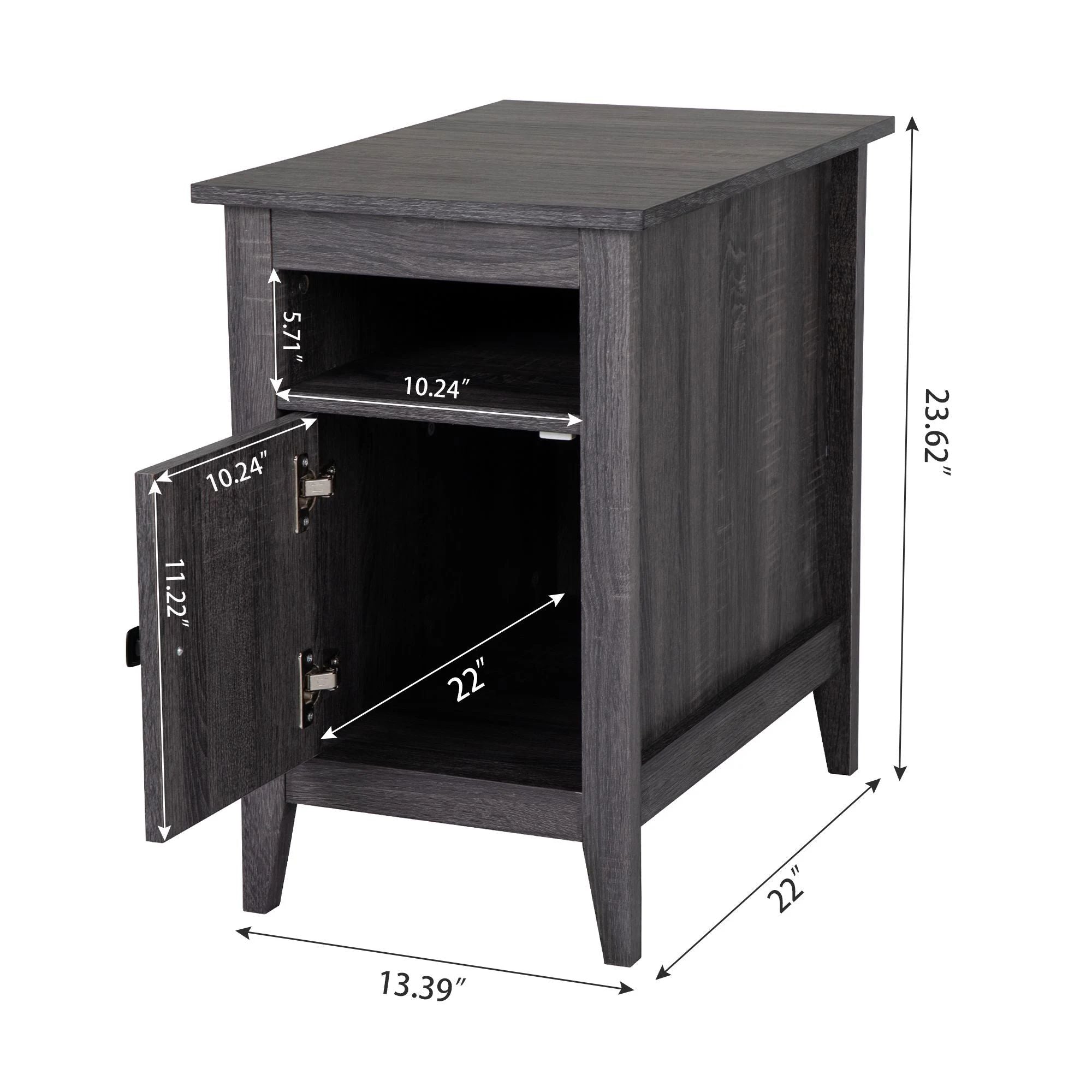 Nightstand with one-door storage cabinet and open shelf