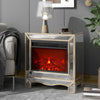 Mirrored mantelpiece with champagne color bezel Built in 1500 function heating