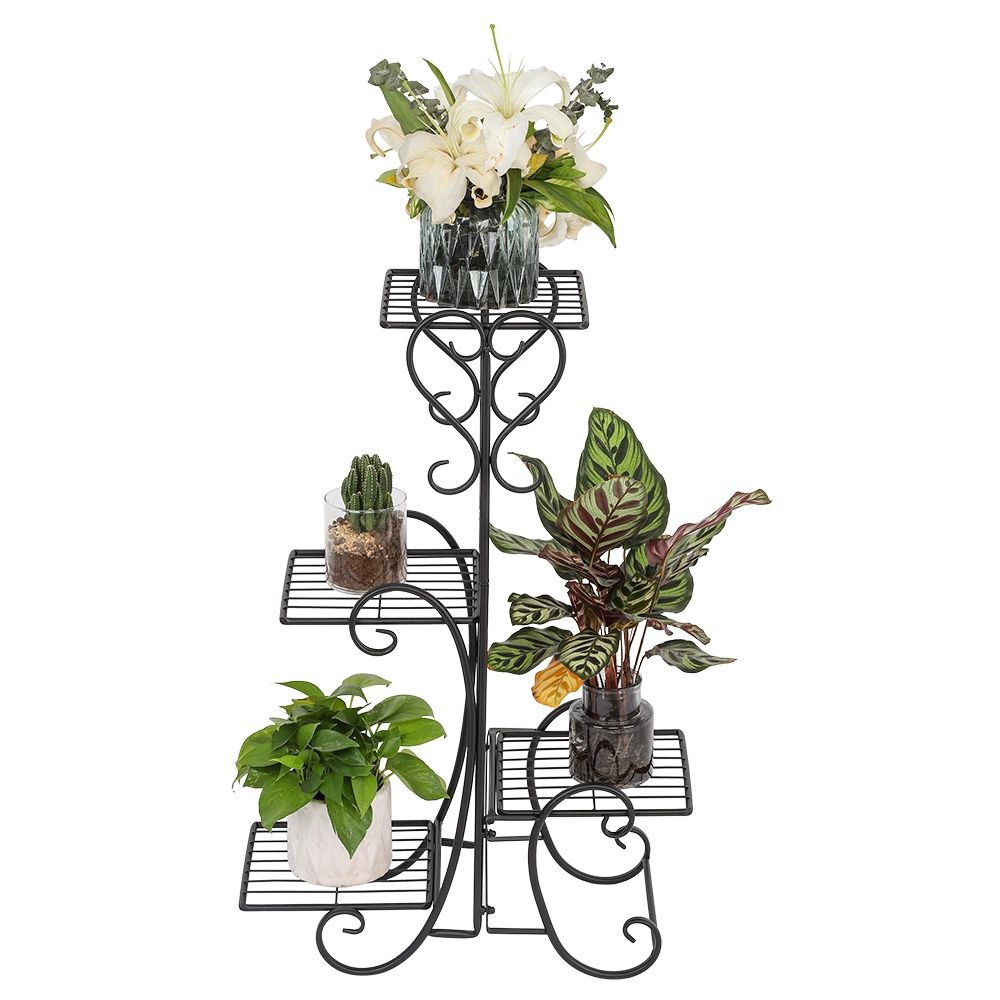 Planter Metal Holder with 4 Tiers Corner Decor Display Plant Stand