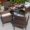 Wicker Outdoor Chairs and Glass Table for Balcony, PE Rattan Dining Table Set